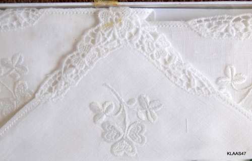 6 Irish Linen White Ladies Handkerchiefs (In original box)