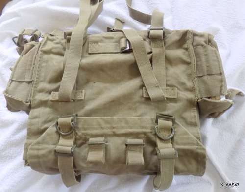 SADF - CANVAS  - PATROL BAG/RUCK SACK - WEBBING WITH TWO SIDE MAG POUCHES and SHOULDER STRAPS