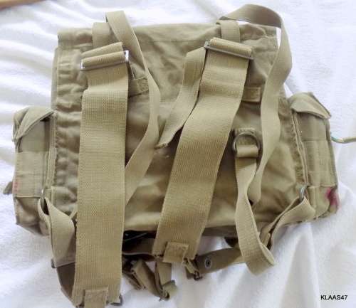SADF - CANVAS  - PATROL BAG/RUCK SACK - WEBBING WITH TWO SIDE MAG POUCHES and SHOULDER STRAPS