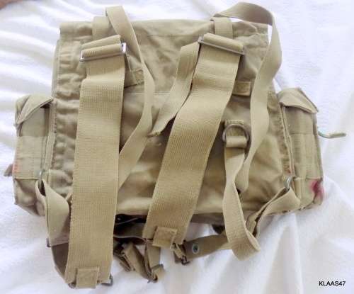SADF - CANVAS  - PATROL BAG/RUCK SACK - WEBBING WITH TWO SIDE MAG POUCHES and SHOULDER STRAPS