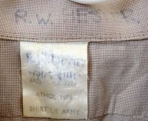 SADF - STEP OUT L/S SHIRT ARMY - ATHOL 1976 - SIZE 4167 - (SEE NAME ON LABLE)