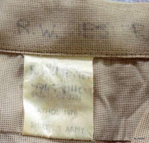 SADF - STEP OUT L/S SHIRT ARMY - ATHOL 1976 - SIZE 4167 - (SEE NAME ON LABLE)