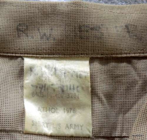 SADF - STEP OUT L/S SHIRT ARMY - ATHOL 1976 - SIZE 4167 - (SEE NAME ON LABLE)