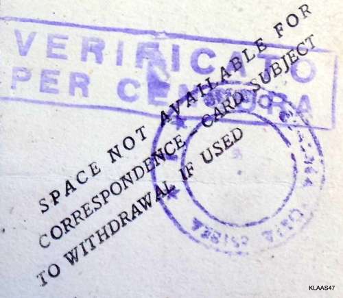 1942 Italy Prisoner of War POW Camp Postcard Cover to Cape Town South Africa