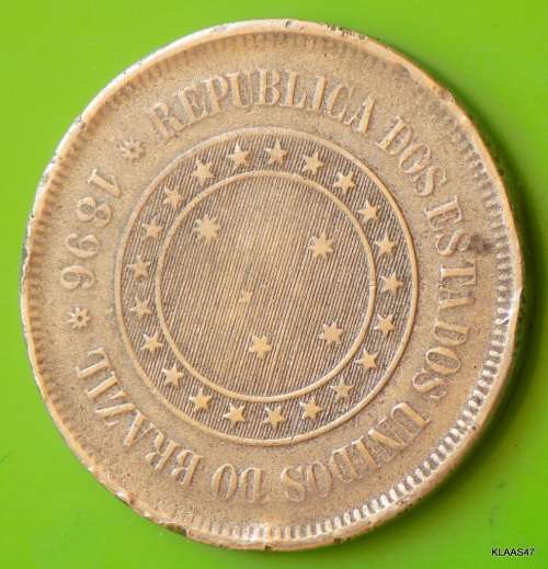 1889 Brazil 100 Reis Copper Nickel (Republic of the United States of Brazil (1889-1967)