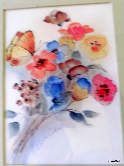 Flowers and Butterfly - Print by Elissa Johns - Framed