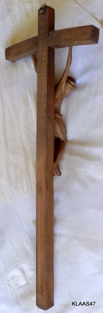 Vintage Wooden Cross Crucifix - Wall Hanging - 15.5cm Across - 40cm Down
