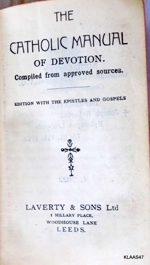 The Catholic Manual of Devotion 1929 - Pocket Size
