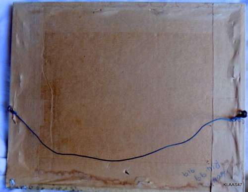 Boat on the River - Oil painting - cant read signature - Framed size 26.5x21.5cm