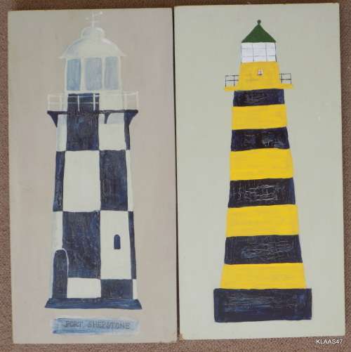 2 Lighthouse paintings - Each 20x40cm