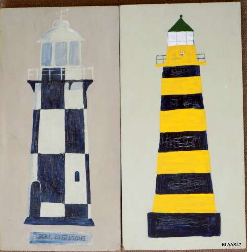 2 Lighthouse paintings - Each 20x40cm