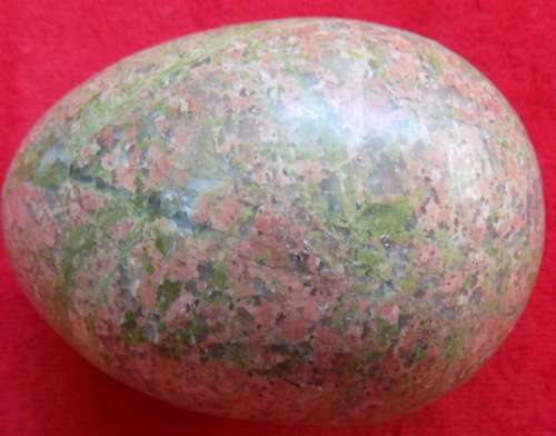 Polished Gem Stone Egg - 14.7cm Circumference - 6cm Long (Probably Unakite)