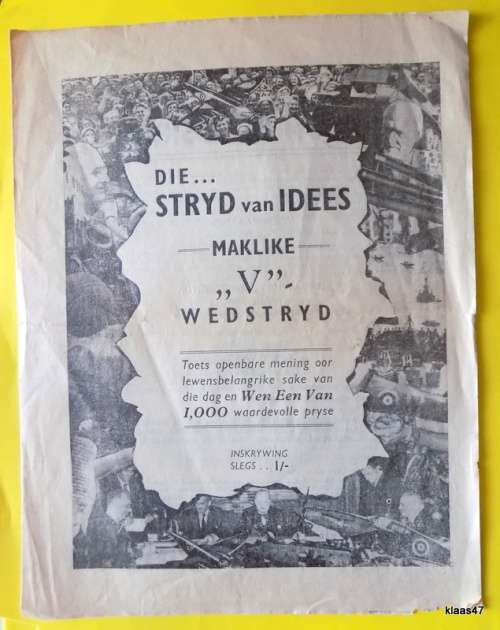 Vintage - Post War Competition - THE... WAR OF IDEAS - EASY `V` COMPETITION - Bilingual flyer