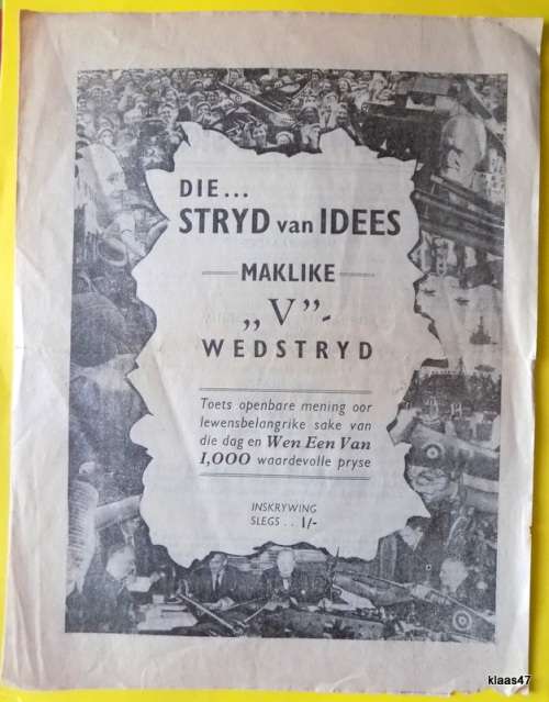 Vintage - Post War Competition - THE... WAR OF IDEAS - EASY `V` COMPETITION - Bilingual flyer