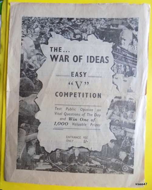 Vintage - Post War Competition - THE... WAR OF IDEAS - EASY `V` COMPETITION - Bilingual flyer