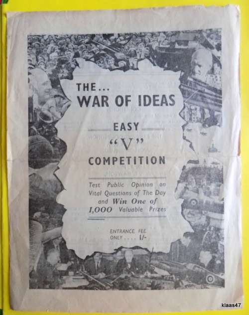 Vintage - Post War Competition - THE... WAR OF IDEAS - EASY `V` COMPETITION - Bilingual flyer