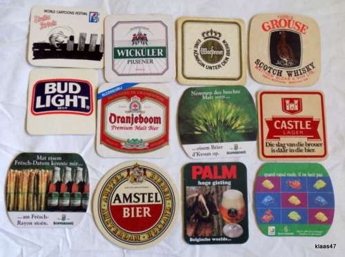 12 different Bar Coasters - Cardboard type (Pkt 2)