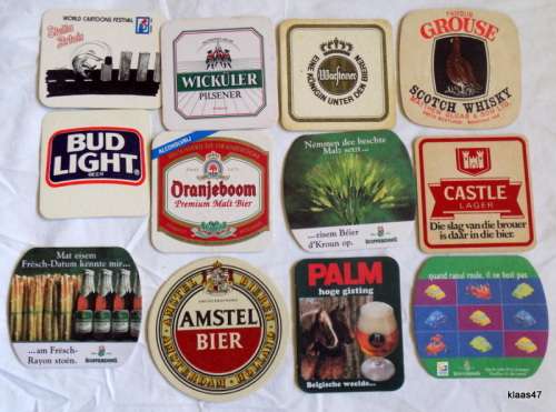 12 different Bar Coasters - Cardboard type (Pkt 2)