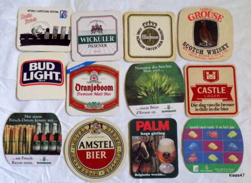 12 different Bar Coasters - Cardboard type (Pkt 2)