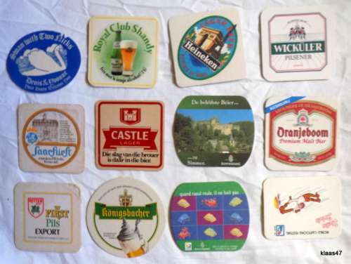 12 different Bar Coasters - Cardboard type (Pkt 4)