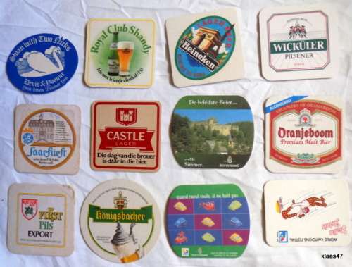 12 different Bar Coasters - Cardboard type (Pkt 4)