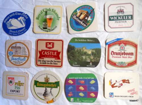 12 different Bar Coasters - Cardboard type (Pkt 4)
