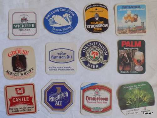12 different Bar Coasters - Cardboard type (Pkt 3)