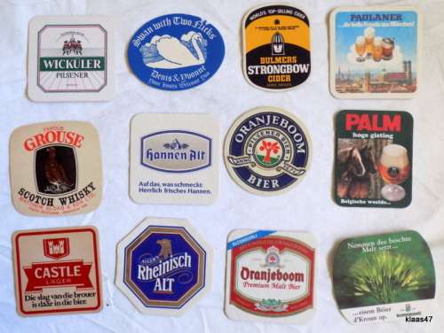 12 different Bar Coasters - Cardboard type (Pkt 3)