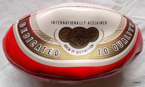 CASTLE LAGER - ADVERTISING - CHARLES GLASS 1895 - PVC - RUGBY BALL