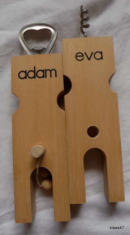 Adam and Eve - Novelty - Bottle Opener - Corkscrew - Vintage 1970`s