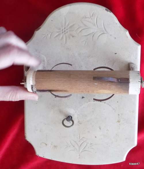 Vintage Wind Up Wooden Toilet Paper Holder Music Box - Working