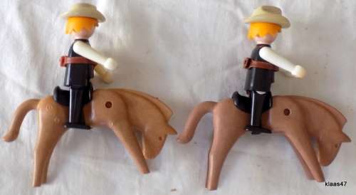 Vintage Playmobile - Geobra 1974 - 2 Sheriffs on Horses (No guns in holsters)