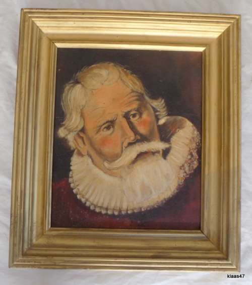 Oil on Board Portrait of an Older Man with White Ruff Collar    Unsigned