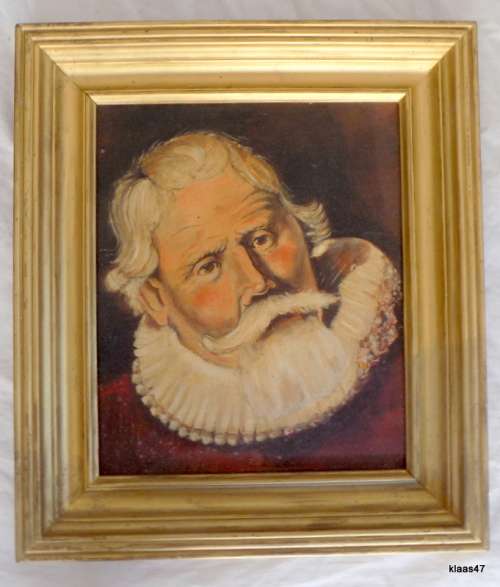 Oil on Board Portrait of an Older Man with White Ruff Collar    Unsigned