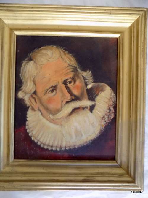 Oil on Board Portrait of an Older Man with White Ruff Collar    Unsigned