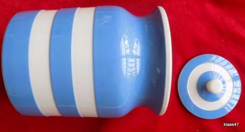 T.G. Green - Cornish Kitchen Ware - 15cm High Canister With Lid (Blue and White)