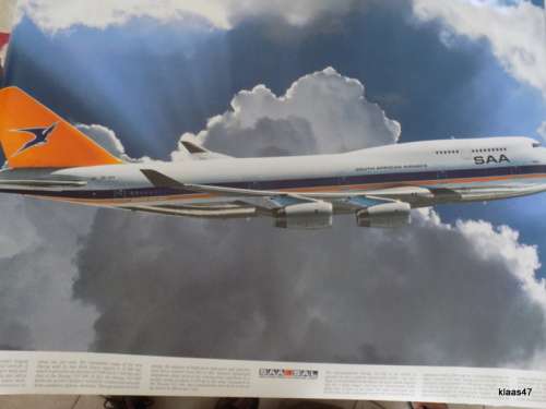 SAA/SAL Poster - Boeing 747-400 - 84x59.5cm (Smaller poster of inside Cockpit included 61X44cm)