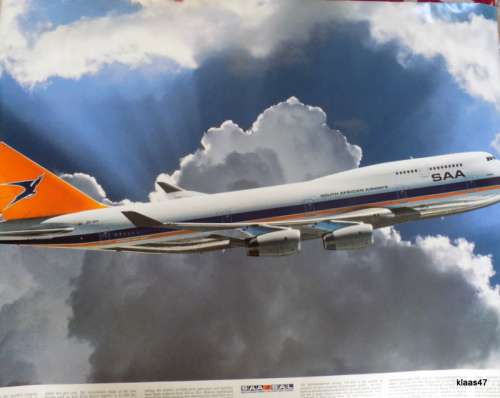 SAA/SAL Poster - Boeing 747-400 - 84x59.5cm (Smaller poster of inside Cockpit included 61X44cm)
