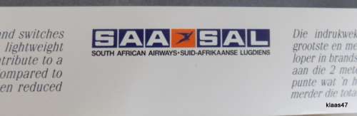 SAA/SAL Poster - Boeing 747-400 - 84x59.5cm (Smaller poster of inside Cockpit included 61X44cm)