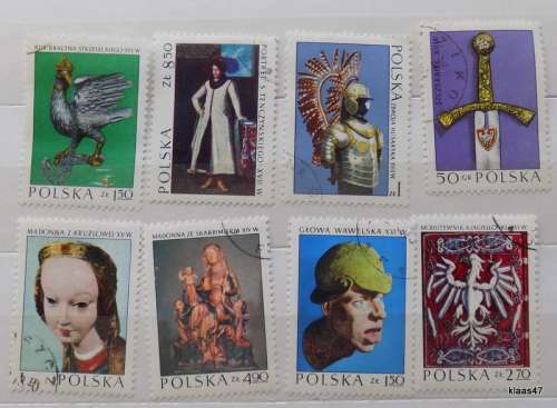 Poland - 1973 - Art - Set of 8 cancelled and hinged stamps