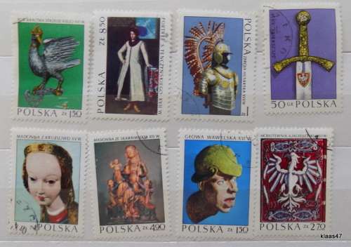 Poland - 1973 - Art - Set of 8 cancelled and hinged stamps
