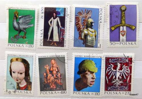 Poland - 1973 - Art - Set of 8 cancelled and hinged stamps