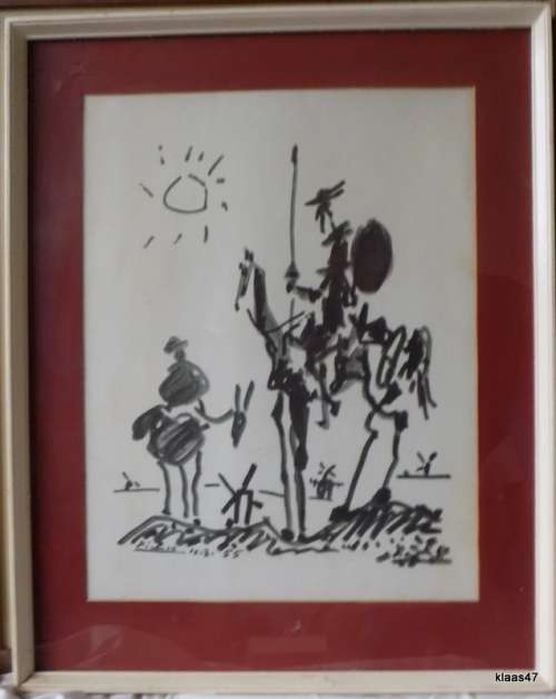Don Quixote Sancho Panza - Pablo Picasso - Framed Print - Framed size 45x56cm - Picture 33x43cm