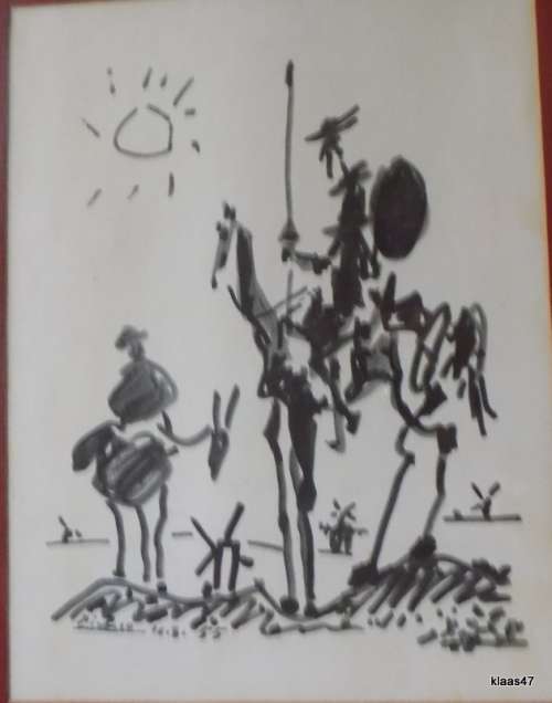 Don Quixote Sancho Panza - Pablo Picasso - Framed Print - Framed size 45x56cm - Picture 33x43cm