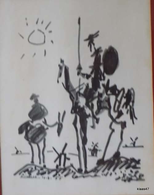 Don Quixote Sancho Panza - Pablo Picasso - Framed Print - Framed size 45x56cm - Picture 33x43cm
