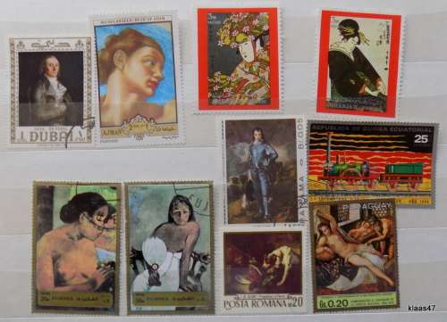 World Mix - Lot of 10 cancelled hinged stamps