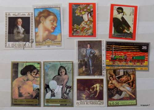 World Mix - Lot of 10 cancelled hinged stamps