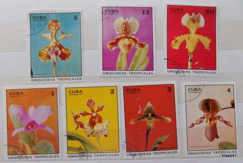 Cuba - 1971 - Tropical orchids - Set of 7 cancelled stamps