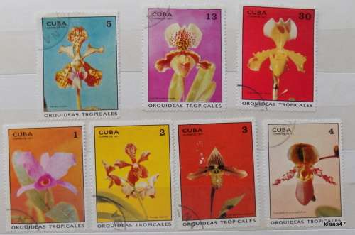 Cuba - 1971 - Tropical orchids - Set of 7 cancelled stamps