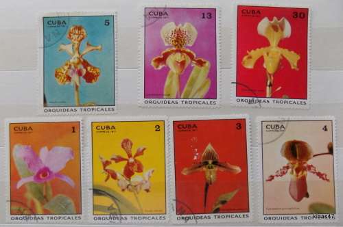Cuba - 1971 - Tropical orchids - Set of 7 cancelled stamps